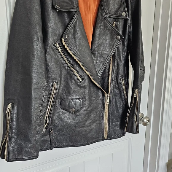 NWOT FREE PEOPLE JEALOUSY LEATHER MOTO JACKET Sz Large - Picture 9 of 16